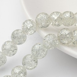 Crackle Glass Beads Strands, Round, Clear, 10mm, Hole: 1.3~1.6mm, about 80pcs/strand, 31.4 inch