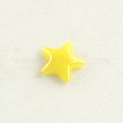 Pearlized Plated Opaque Glass Cabochons, Star, Yellow, 3.5x4x1mm