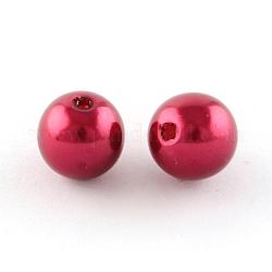 Perles rondes en plastique ABS imitation perle, rouge, 16mm, Trou: 2.5mm, environ 230 pcs/500 g