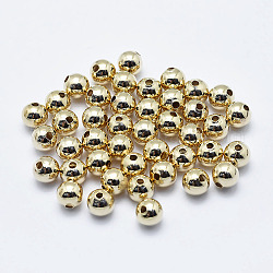 Perles en laiton, Plaqué longue durée, sans nickel, ronde, véritable 18k plaqué or, 5mm, Trou: 1.2mm
