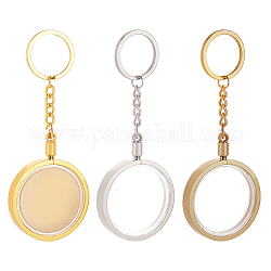 Set di portachiavi con ciondolo in acrilico con moneta commemorativa da 3 pz e 3 colori, con accessori in lega, per portamonete, di platino e d'oro, 12cm, 1pc / color