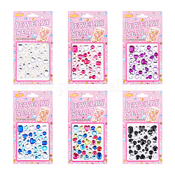 AHANDMAKER 6 Sets Acrylic Rhinestone Stickers, Assorted Shapes Self Adhesive Gem Stickers for Crafts, Bling Craft Jewels Stick On Gems, Heart Decorative Diamond Stickers for Photo Album, Scrapbook