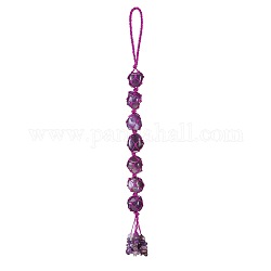 Handmade Natural Amethyst Hanging Ornament, for Car Rear View Mirror Decoration, 350mm