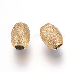 Ionenbeschichtung (IP) 304 Edelstahlperlen, strukturierte Perlen, Oval, golden, 5x4 mm, Bohrung: 1.9 mm