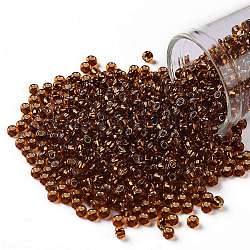Toho perles de rocaille rondes, Perles de rocaille japonais, (2154s) orange orange doublé d'argent, 8/0, 3mm, Trou: 1mm, environ 10000 pcs / livre