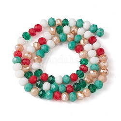 Brins de perles de verre sur le thème de Noël, facette, abaque, colorées, 6x5mm, Trou: 1mm, Environ 89~93 pcs/chapelet, 17.01~17.52 pouce (43.2~44.5 cm)
