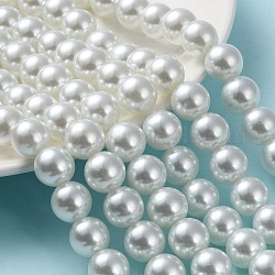 Cottura dipinto di perle di vetro perlato fili di perline rotondo, bianco, 12mm, Foro: 1.5 mm, circa 70pcs/filo, 31.4 pollice