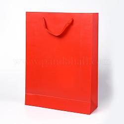 Bolsas de papel kraft, con asas, bolsas de regalo, bolsas de compra, Rectángulo, rojo, 40x30x10 cm