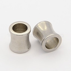 Smooth Surface 304 Stainless Steel Beads, Large Hole Beads, Column, Stainless Steel Color, 10x9mm, Hole: 6mm