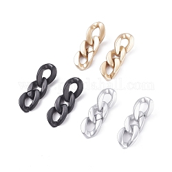 3Pcs 3 Color CCB Plastic & Acrylic Curb Chain Dangle Stud Earrings Set, Chunky Earrings with Stailess Steel Pins for Women, Mixed Color, 47x16x5mm, Pin: 0.9mm, 1 Pairs/color