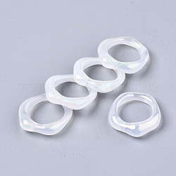 Кольца из прозрачной пластмассы, с покрытием AB цвета, белые, размер США 6 3/4 (17.1 мм)