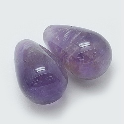 Perles semi-percées d'améthyste naturelle, larme, 13x8mm, Trou: 1mm