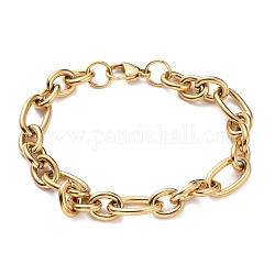Placcatura ionica (ip) 304 bracciali a catena figaro in acciaio inossidabile, con chiusure moschettone, oro, 8-1/8 pollice (20.5 cm)