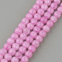 Chapelets de perles en quartz craquelé synthétique, ronde, teinte, violette, 10mm, Trou: 1mm, Environ 40 pcs/chapelet, 15.7 pouce