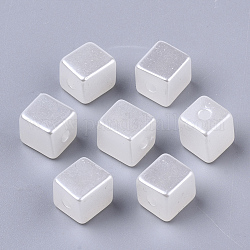 ABS Plastic Imitation Pearl Beads, Square, Creamy White, 8x8x8mm, Hole: 2mm, about 940pcs/500g