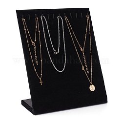 Collier écrans de velours, plateau de bijoux chaîne en forme de l collier, rectangle, noir, 200x85x250mm