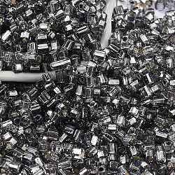 Perles de rocaille en verre, Argenté, carrée, noir, 3~3.5x2.5~3x2.5~3mm, Trou: 1mm, environ 10714 pcs / livre