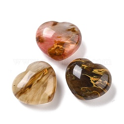 Синтетические стеклянные бусины с арбузным камнем, без отверстия , сердце, 40~41x45~46x26~27 мм
