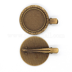 Haarspange Zubehör aus Eisen, mit Cabochon-Lünettenfassungen aus Zinklegierung, Antik Bronze, Tablett: 30 mm; über 30 teile/beutel