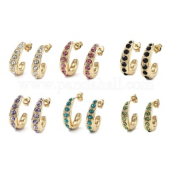 Ohrringe Glasbolzen, Goldene 304 halbe Creolen aus Edelstahl, Mischfarbe, 26x6 mm