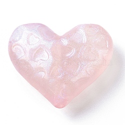 Luminous Acrylic Beads, Glitter Beads, Glow in the Dark, Heart, Pink, 24x29x10mm, Hole: 2mm, about 115pcs/500g
