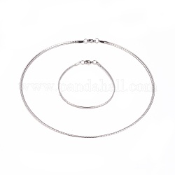 Colliers de choker en 304 acier inoxydable et ensembles de bijoux des bracelets, avec fermoir pince de homard, couleur inoxydable, 7-7/8 pouce (20.1 cm), 17.6 pouce (45 cm), 3mm