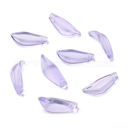 Transparent Glass Pendants, Petaline, Lilac, 21.5x8x5mm, Hole: 1mm