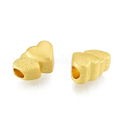 Perline in lega europeo, perline con foro grande, stile matte, cuore, colore oro opaco, 8x12.5x7mm, Foro: 3.5 mm