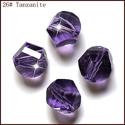 Perles d'imitation cristal autrichien, grade AAA, facette, polygone, bleu violet, 8mm, Trou: 0.9~1mm