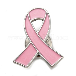 Pines de esmalte de cinta de concientización sobre el cáncer de mama, insignia de aleación de platino para ropa de mochila, rosa, 26x21x1.5mm