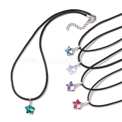 Colliers à pendentif étoile en verre, avec des cordes en cuir imitation, couleur mixte, 17.52 pouce (44.5 cm)