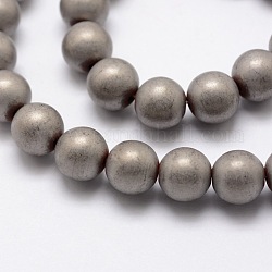Chapelets de perles en hématite synthétique sans magnétiques, Style mat, ronde, platinée, 10mm, Trou: 2mm, Environ 40 pcs/chapelet, 15.7 pouce