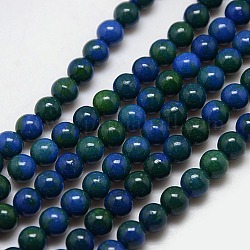 Synthetic Fossil Beads Strands, Dyed & Heated, Round, Marine Blue, 8mm, Hole: 1mm, about 50pcs/strand, 15.7 inch