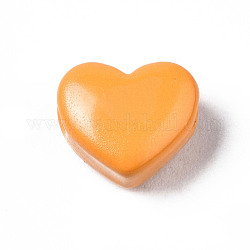 Perles de laiton peintes à la bombe, cœur, orange foncé, 9x10.5x6mm, Trou: 2mm