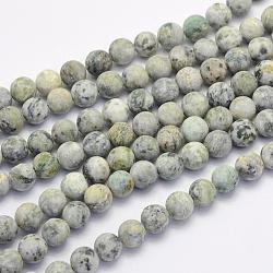 Chapelets de perles en agate fou naturel, ronde, teints et chauffée, mat, cornsilk, 8~8.5mm, Trou: 1mm, Environ 47 pcs/chapelet, 14.9 pouce (38 cm)