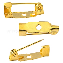 アイアン製ブローチパーツ  バックバーピン  1穴付き  ゴールドカラー  15x5x4.5mm  穴：1.8mm