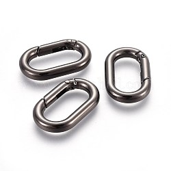 Cierres llave de aleación de zinc, anillos de puerta de primavera, anillos ovalados, gunmetal, 34.5x21x5mm, diámetro interior: 25x11.5 mm