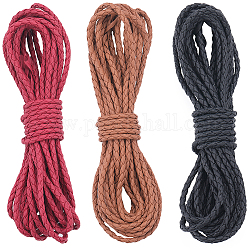Gorgecraft 3 связка 3 цвета круглых плетеных шнуров из искусственной кожи, разноцветные, 4 мм, около 5.47 ярда (5 м) / пачка, 1 пачка / цвет