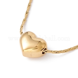 Колье с подвеской в виде сердца с цепочками кореаны, ионное покрытие (ip) 304 ювелирное изделие из нержавеющей стали для женщин, золотые, 16.10 дюйм (40.9 см)
