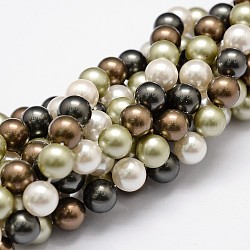 Fili di perle di conchiglia lucidate, grado a, tondo, colore misto, 8mm, Foro: 1 mm, circa 24pcs/filo, 8 pollice (20.32 cm)