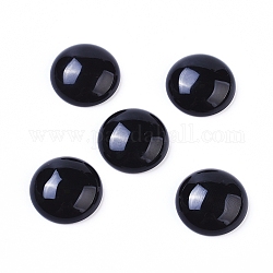 Natural Black Agate Cabochons, Half Round, 20x7mm