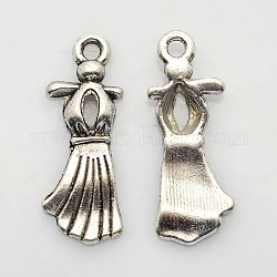 Alloy Pendants, Lead Free and Cadmium Free, Evening Gown, Antique Silver, 23mm long, 9.5mm wide, 1mm thick, hole: 1.5mm