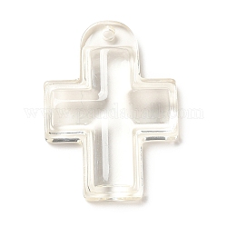 Durchscheinende Harzanhänger, Religion Kreuz Charme, Transparent, 36.5x26x7 mm, Bohrung: 1.8 mm