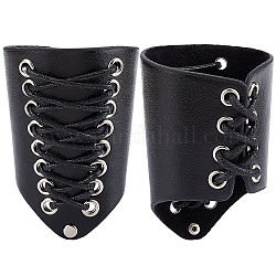 Verstellbare Lederband Armbänder, Stulpenarmband, Manschette Handgelenkschutz, Schwarz, dick: 11 mm, 7-1/2 Zoll (19 cm)