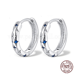925 Sterling Silber Reifen Ohrringe, Zirkonia-Ohrring für Damen, Silber, 11x11x2 mm