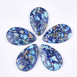 Jaspe imperial sintético ensamblado y colgantes de lapislázuli natural, teñido, lágrima, azul, 48x30~30.5x7mm, agujero: 1.4 mm