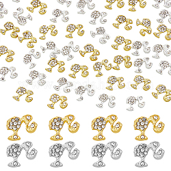 Dicosmetic 40шт 2 цвета девушка сплав горный хрусталь кабошоны, ногтей декоративные аксессуары, золотой и серебряный, 8x10x2 мм, 20 шт / цвет