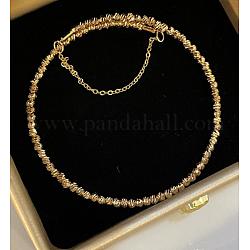 Bracciale rigido in ottone con perline a forma di fiore con catene di sicurezza, oro, diametro interno: 2-1/8 pollice (5.45 cm)