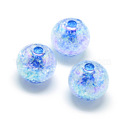 Perline in acrilico stile crackle, colore ab, colore all'interno, tondo, dodger blu, 16mm, Foro: 4 mm