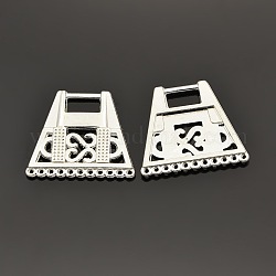 Filigree Trapezoid Plating Zinc Alloy Chandelier Components, 11-Hole, Silver, 26x29x2mm, Hole: 1mm & 4x9mm